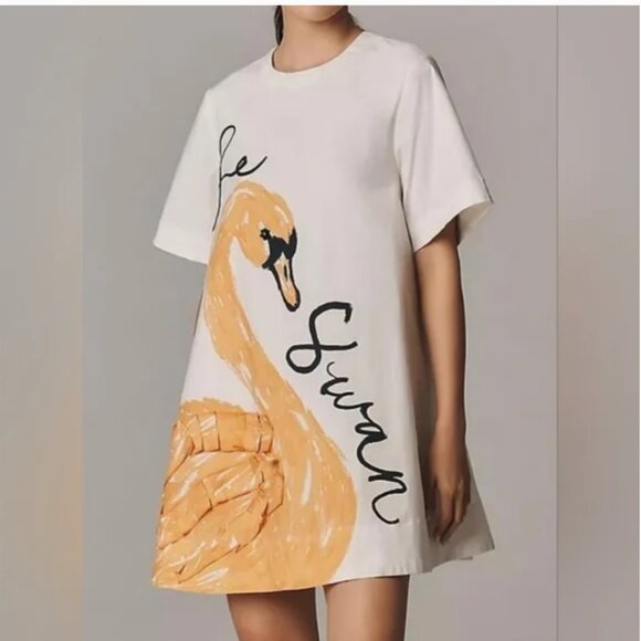 Anthropologie Maeve Cotton Swing Mini Dress Short Sleeves size L - Picture 2 of 9